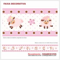 adesivo-border-faixa-para-quarto-de-bebe-animais-safari-dfa-0102 - ovelha 14 cm