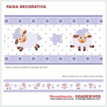 adesivo-border-faixa-para-quarto-de-bebe-animais-safari-dfa-0103 - ovelha 14 cm