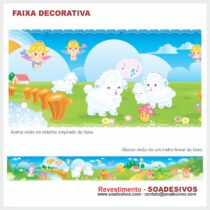 adesivo-border-faixa-para-quarto-de-bebe-animais-safari-dfa-0104 - ovelha 14 cm