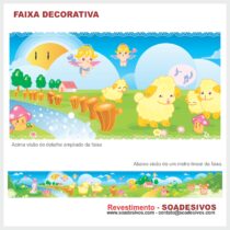 adesivo-border-faixa-para-quarto-de-bebe-animais-safari-dfa-0105 - ovelha 14 cm