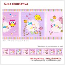 adesivo-border-faixa-para-quarto-de-bebe-animais-safari-dfa-0110 - pássaros-corujas 14 cm