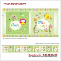 adesivo-border-faixa-para-quarto-de-bebe-animais-safari-dfa-0112 - pássaros-corujas 14 cm