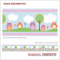 adesivo-border-faixa-para-quarto-de-bebe-animais-safari-dfa-0113 - pássaros-corujas 14 cm