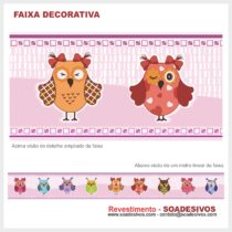 adesivo-border-faixa-para-quarto-de-bebe-animais-safari-dfa-0115 - pássaros-corujas 14 cm