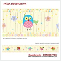 adesivo-border-faixa-para-quarto-de-bebe-animais-safari-dfa-0120 - pássaros-corujas 14 cm