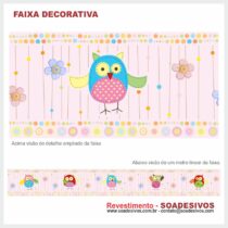 adesivo-border-faixa-para-quarto-de-bebe-animais-safari-dfa-0121 - pássaros-corujas 14 cm