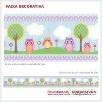 adesivo-border-faixa-para-quarto-de-bebe-animais-safari-dfa-0122 - pássaros-corujas 14 cm