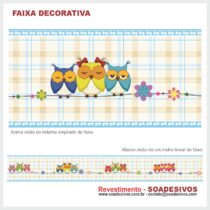 adesivo-border-faixa-para-quarto-de-bebe-animais-safari-dfa-0123 - pássaros-corujas 14 cm