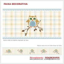 adesivo-border-faixa-para-quarto-de-bebe-animais-safari-dfa-0124 - pássaros-corujas 14 cm