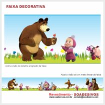 adesivo-border-faixa-para-quarto-de-bebe-cartoon-princesas-herois-dfc-0121 - Marsha e o urso