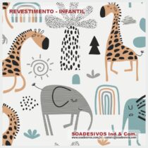 adesivos-papel-de-parede-infantil - dri-0088-safari-elefante-girafa