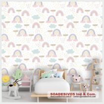 adesivos-papel-de-parede-infantil - dri-0181-f-nuvens-arco-iris-estrelas