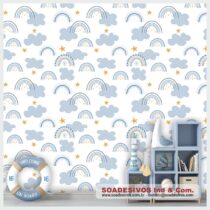 adesivos-papel-de-parede-infantil - dri-0184-f-nuvens-arco-iris-estrelas