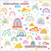 adesivos-papel-de-parede-infantil - dri-0191-nuvens-arco-iris-estrelas