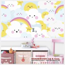 adesivos-papel-de-parede-infantil - dri-0198-f-nuvens-arco-iris-estrelas