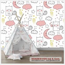 adesivos-papel-de-parede-infantil - dri-0225-f-nuvens-gatos