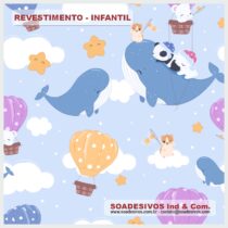 adesivos-papel-de-parede-infantil - dri-0242-balão-avião-nuvens