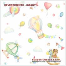 adesivos-papel-de-parede-infantil - dri-0243-balão-avião-nuvens